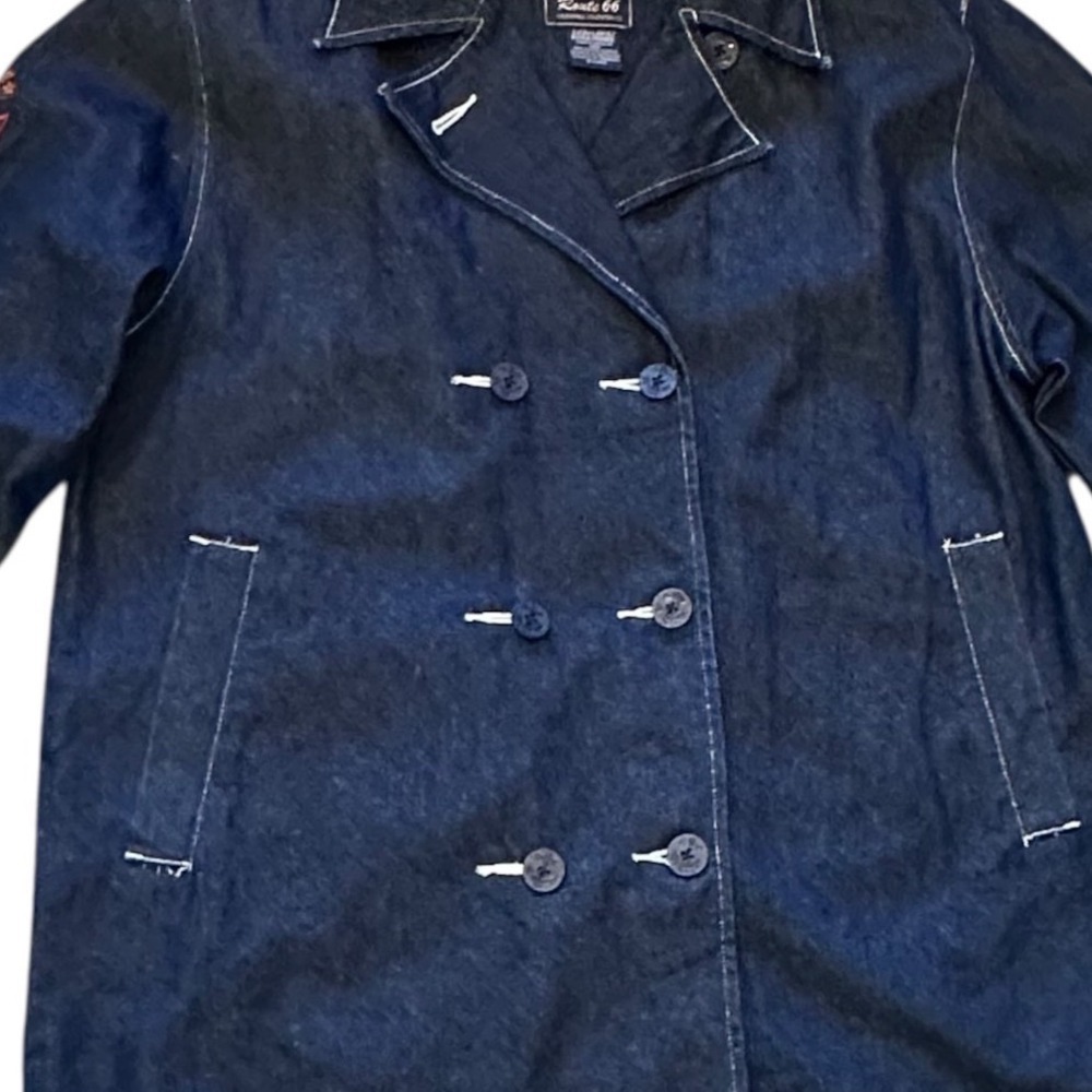 Route 66 Denim Jacket Women XL Blue Excellent Vintage Nautical Double Breasted - Picture 5 of 7